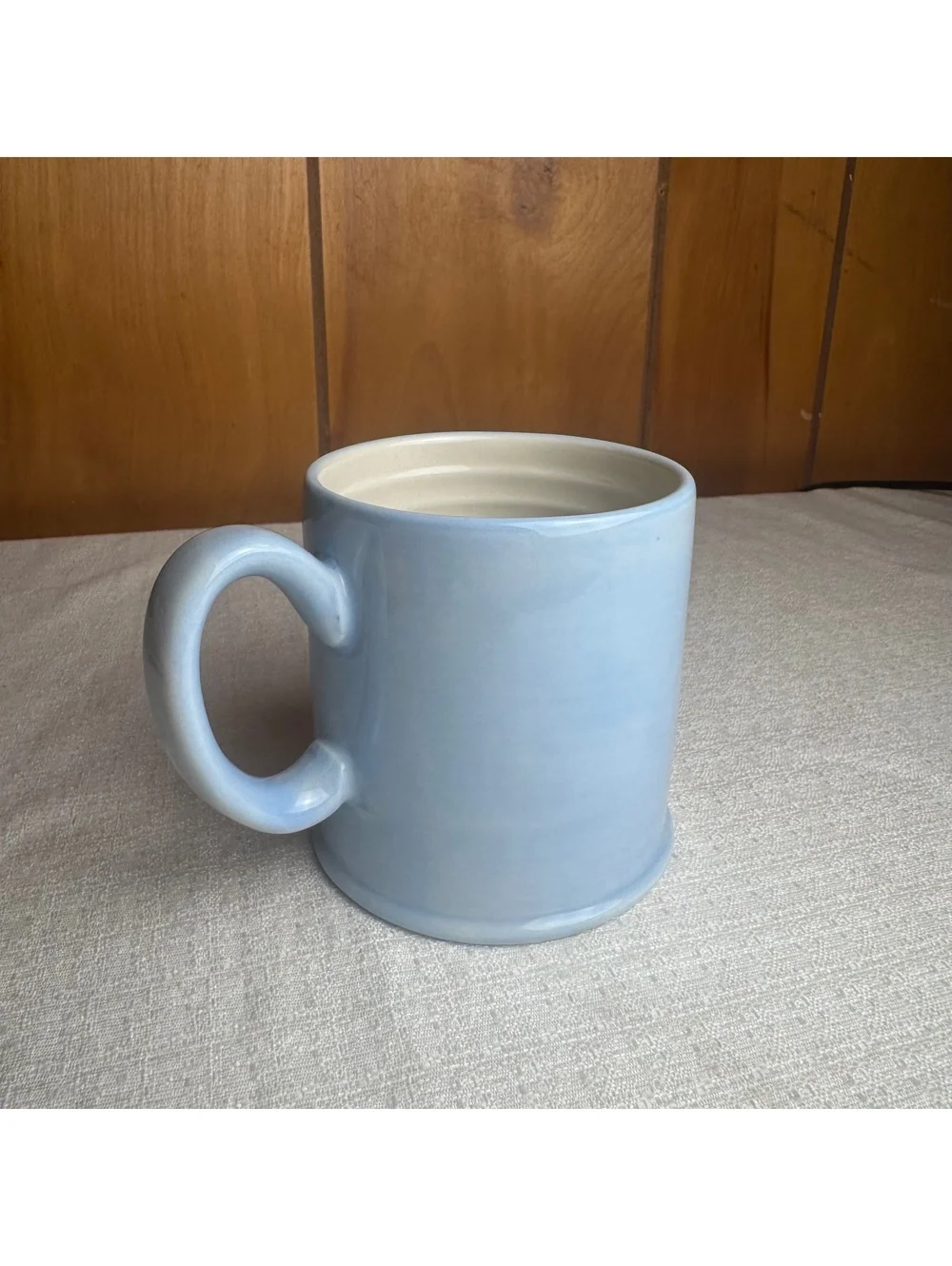 The Old Pottery Company Rainbow Mug Blue Ceramic Coffee Cup 3.75”